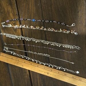 6 Three Beeded Ankle Bracelets estate Sale Find Pre-ownd